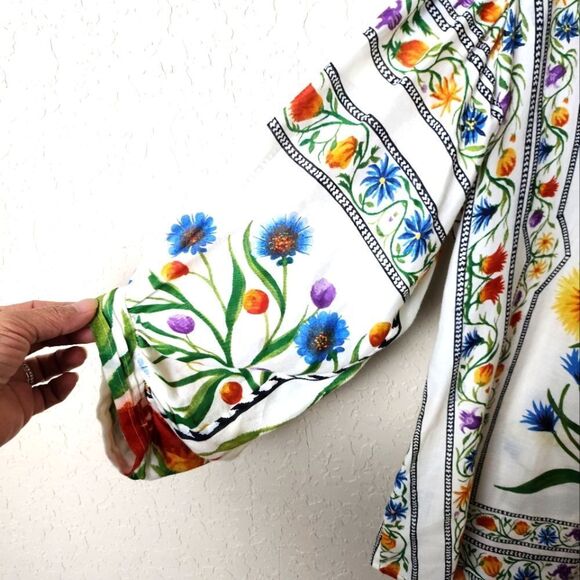 Diane Von Furstenburg Syrah Floral Silk Blend Blouse Size 8 - Picture 4 of 7